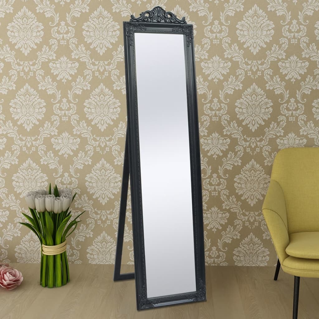 Specchio Autoportante Stile Barocco 160x40 cm Nero | homemem39