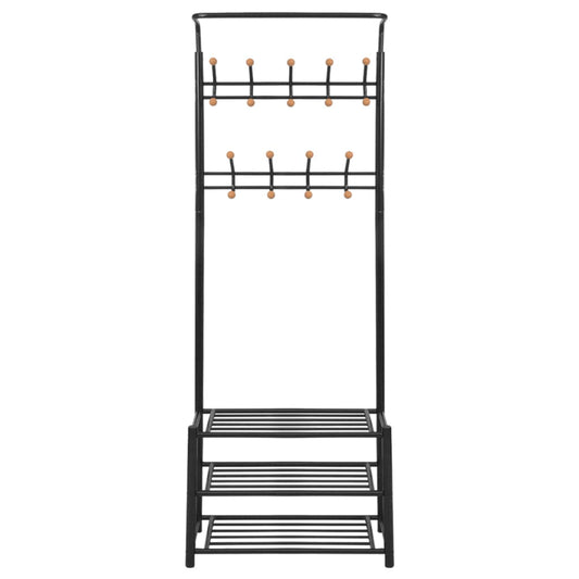 Appendiabiti con Deposito per Scarpe 68x32x182,5 cm Nero - homemem39