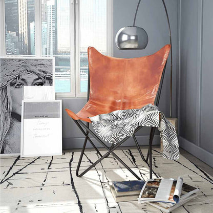 Sedia a Farfalla Marrone in Vera Pelle | homemem39