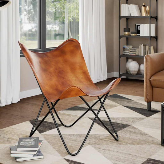 Sedia a Farfalla Marrone in Vera Pelle | homemem39