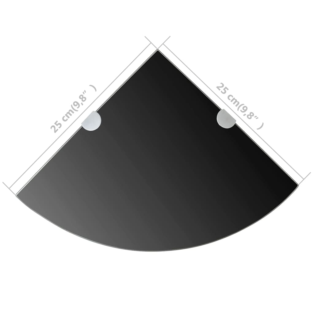 Scaffale Angolare con Supporti Cromati in Vetro Nero 25x25 cm | homemem39