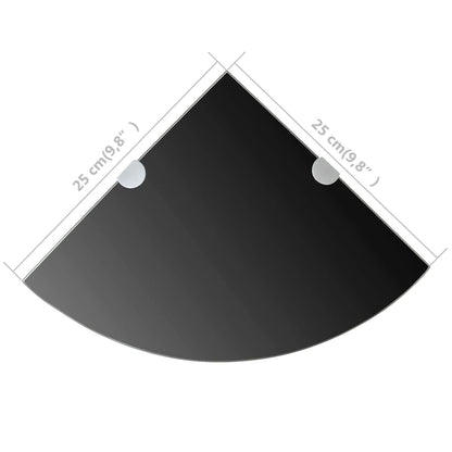 Scaffale Angolare con Supporti Cromati in Vetro Nero 25x25 cm | homemem39