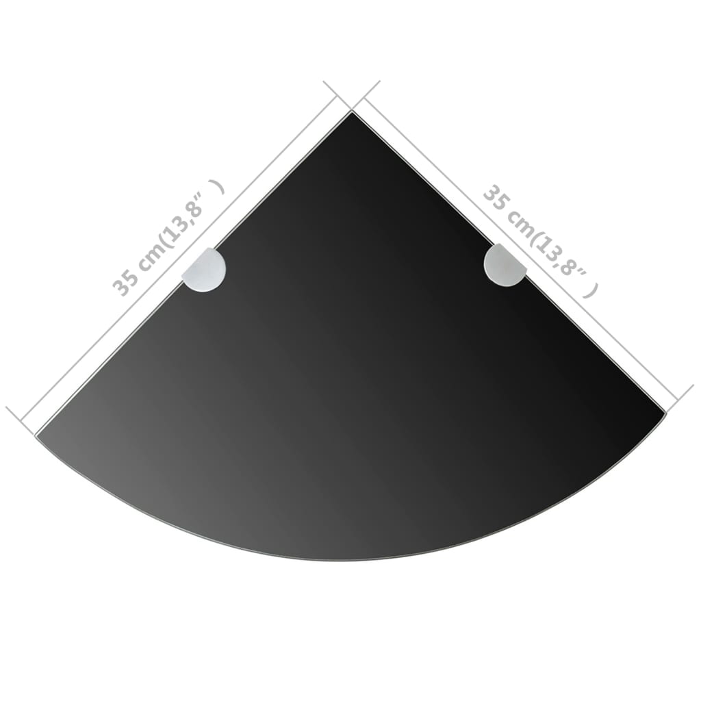 Scaffale Angolare con Supporti Cromati in Vetro Nero 35x35 cm | homemem39