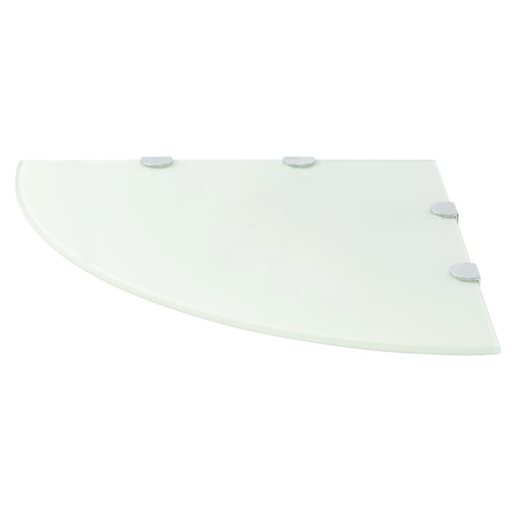 Scaffale Angolare con Supporti Cromati Vetro Bianco 45x45 cm | homemem39