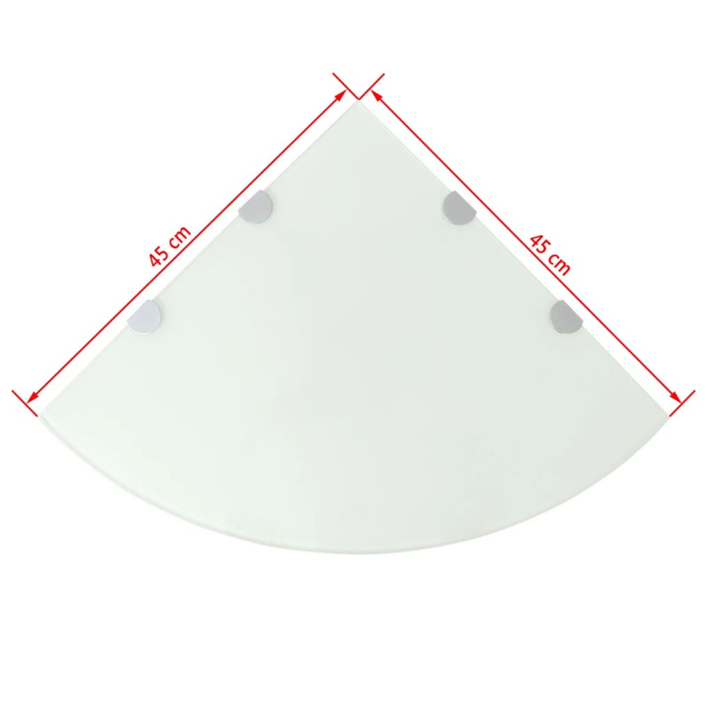 Scaffale Angolare con Supporti Cromati Vetro Bianco 45x45 cm | homemem39