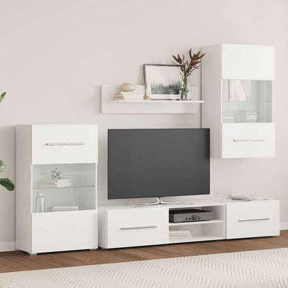 Mobile TV a Parete con Vetrina 5 pz Illuminazione LED Bianco - homemem39