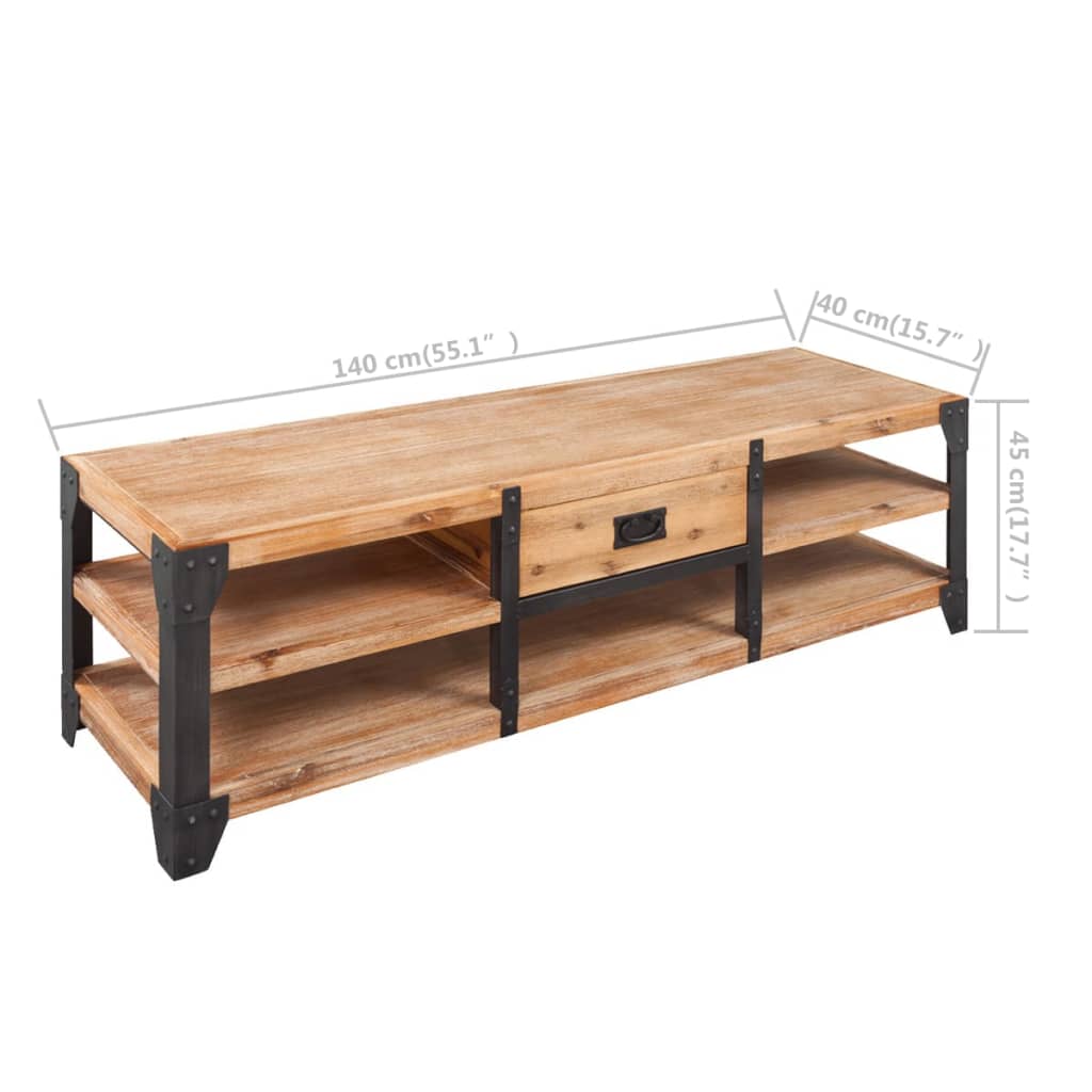Supporto TV in Legno Massello di Acacia 140x40x45 cm - homemem39