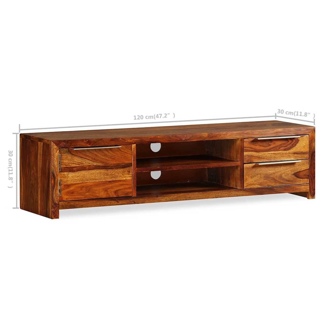 Mobile Porta TV Legno Massello di Acacia 120x30x30 cm - homemem39