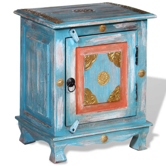 Comodino in Legno Massello di Mango Blu - homemem39
