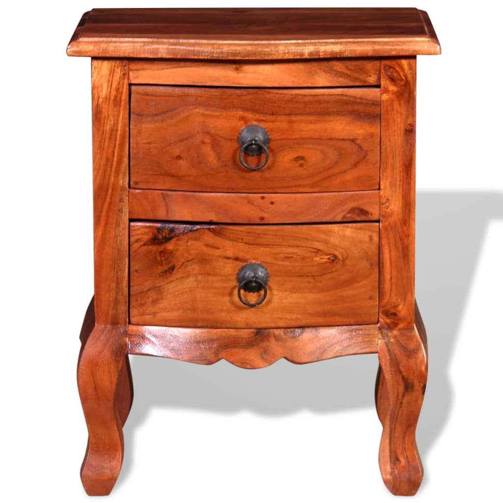Comodini con Cassetti 2 pz in Legno Massello di Acacia | homemem39