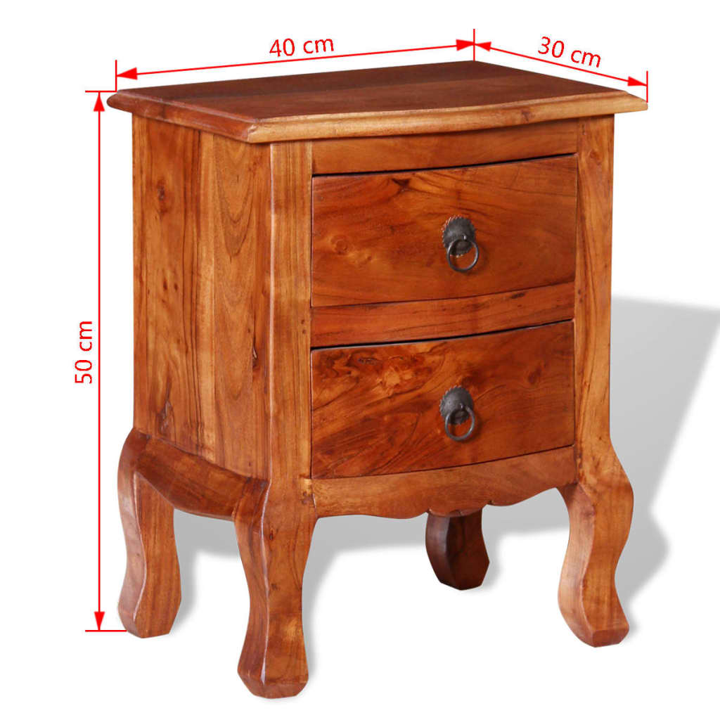 Comodini con Cassetti 2 pz in Legno Massello di Acacia | homemem39