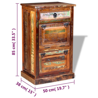 Scarpiera a 4 Livelli con Cassetto Legno Massello di Recupero - homemem39