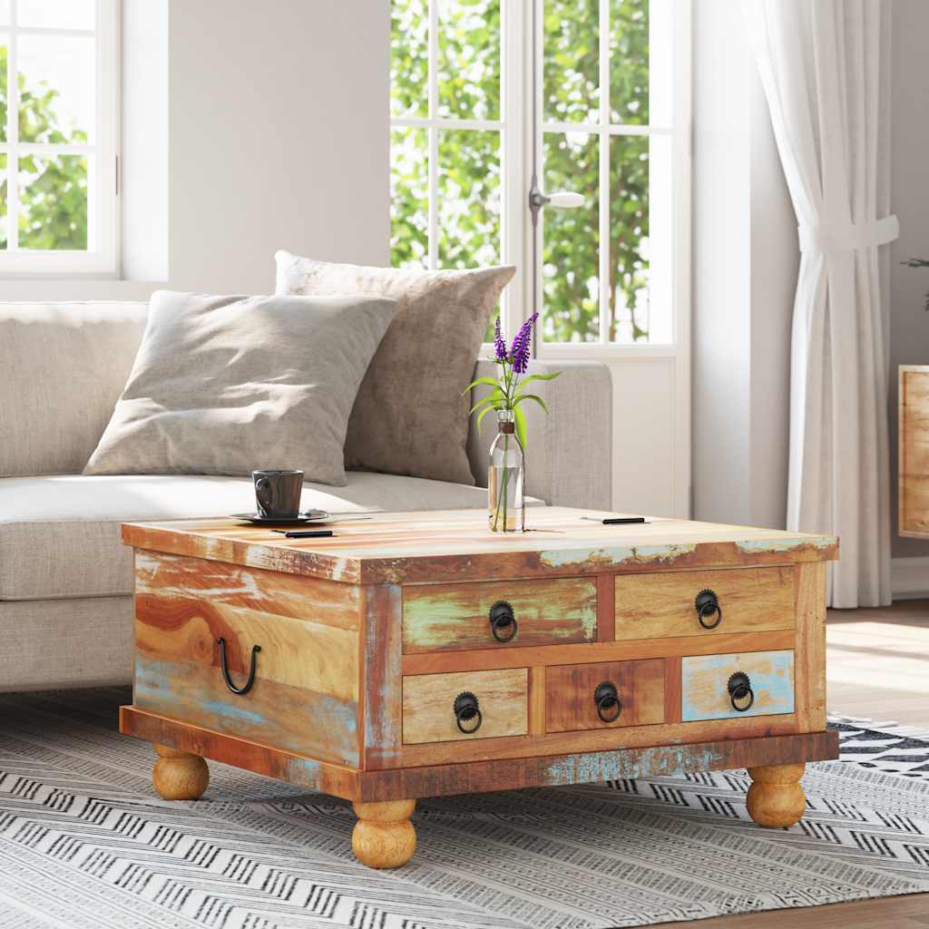 Tavolino da Salotto in Legno di Recupero 70x70x38 cm | homemem39