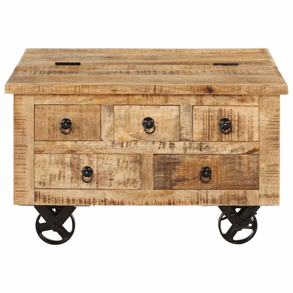 Tavolino da Salotto in Legno di Mango Grezzo 70x70x40 cm - homemem39