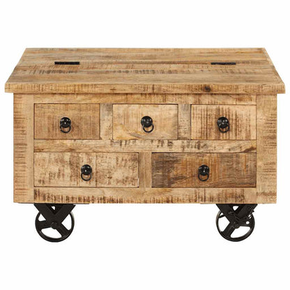 Tavolino da Salotto in Legno di Mango Grezzo 70x70x40 cm - homemem39