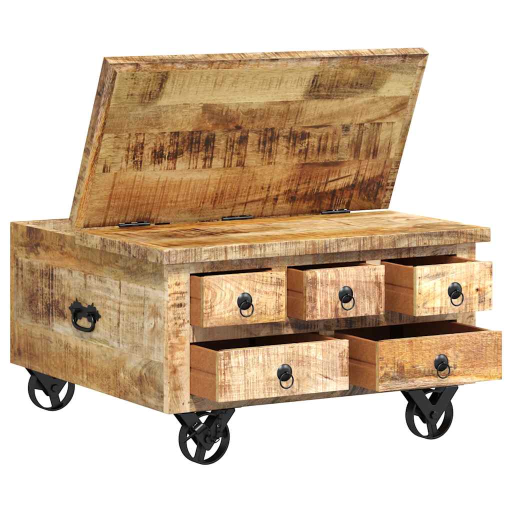 Tavolino da Salotto in Legno di Mango Grezzo 70x70x40 cm - homemem39