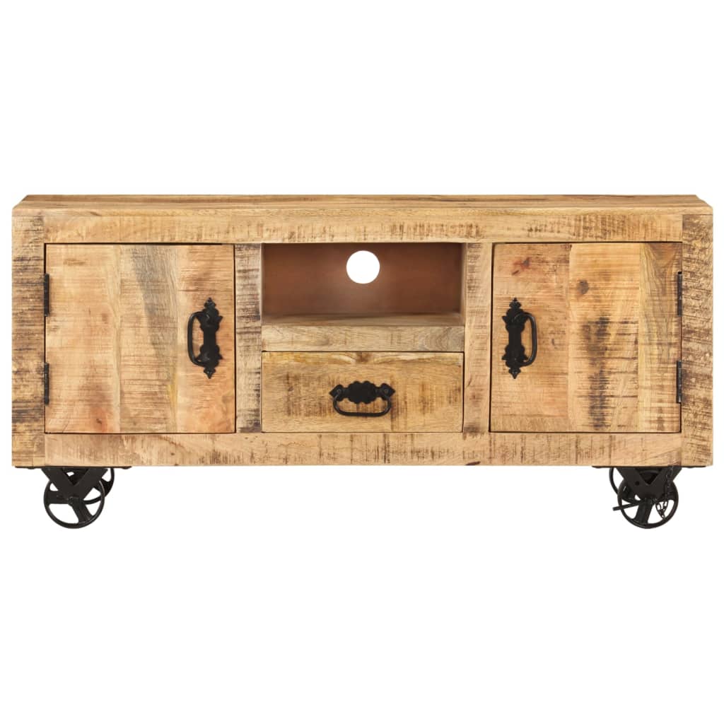 Mobile Porta TV in Legno Grezzo di Mango 110x30x50 cm