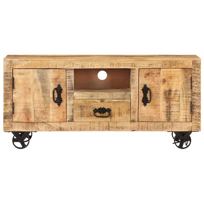 Mobile Porta TV in Legno Grezzo di Mango 110x30x50 cm