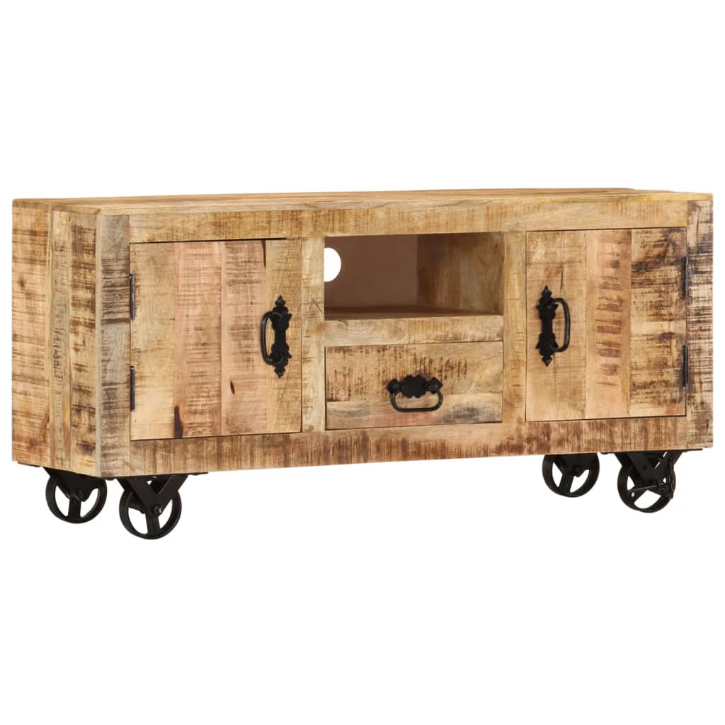 Mobile Porta TV in Legno Grezzo di Mango 110x30x50 cm