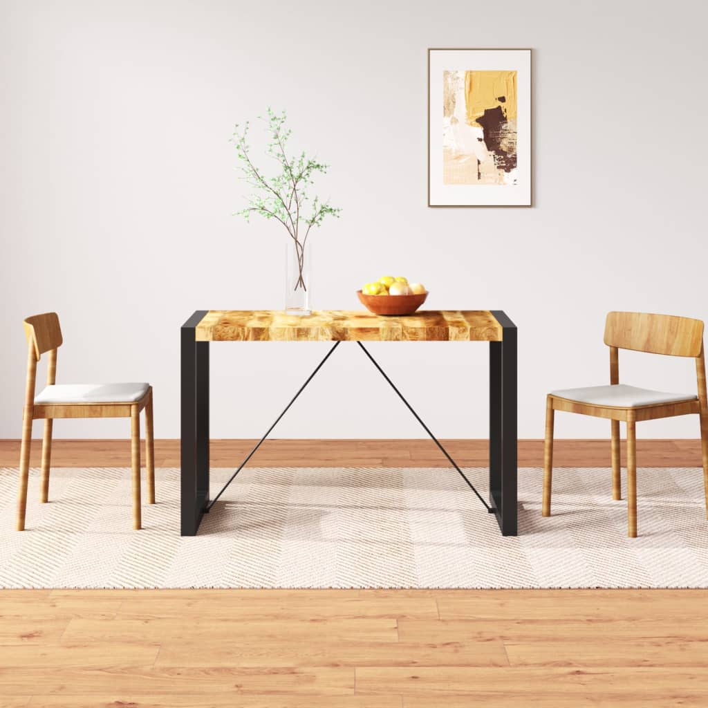Tavolo da Pranzo in Legno Massello di Mango Grezzo 120 cm - homemem39