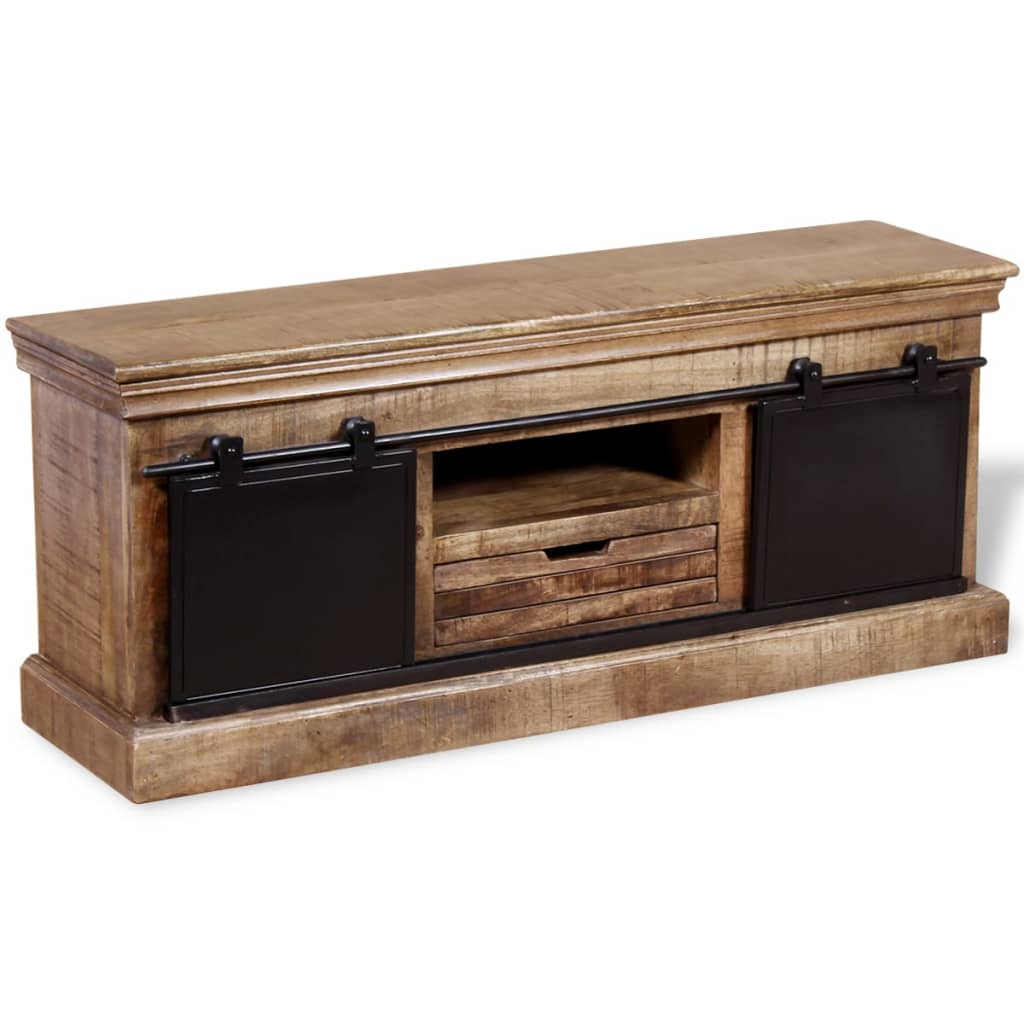 Mobile TV 2 Porte Scorrevoli Legno Massello Mango 110x30x45 cm - homemem39