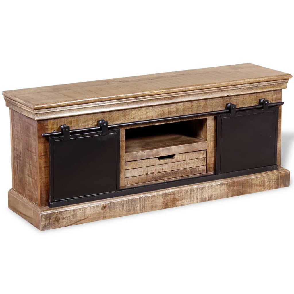 Mobile TV 2 Porte Scorrevoli Legno Massello Mango 110x30x45 cm - homemem39