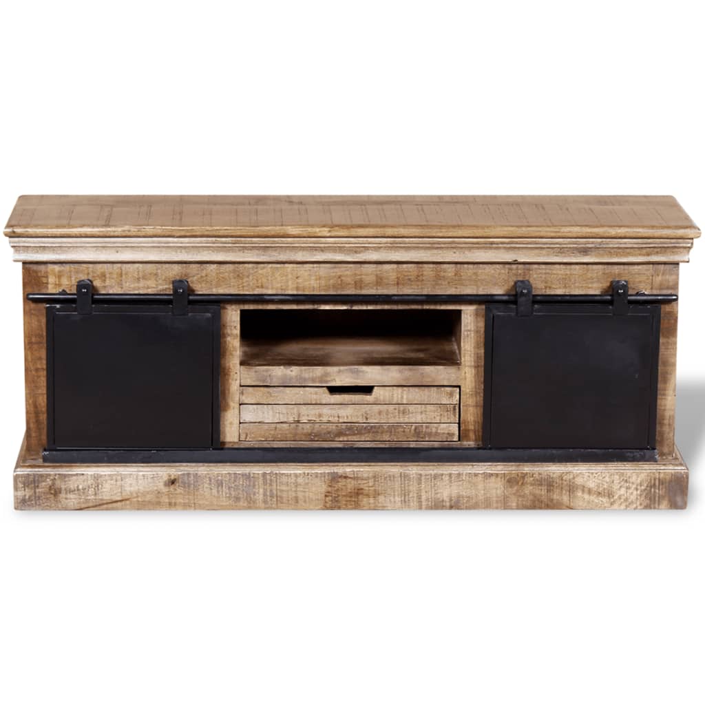 Mobile TV 2 Porte Scorrevoli Legno Massello Mango 110x30x45 cm - homemem39