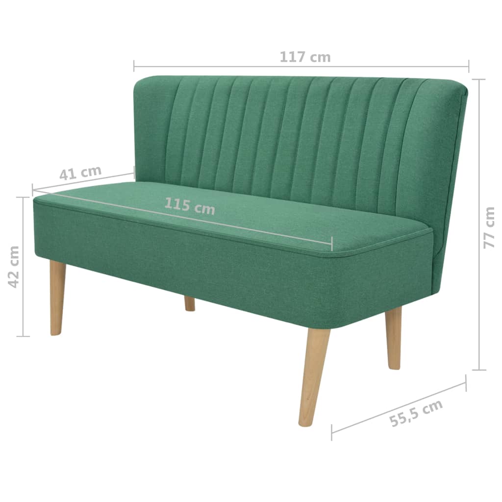 Divano in Stoffa 117x55,5x77 cm Verde