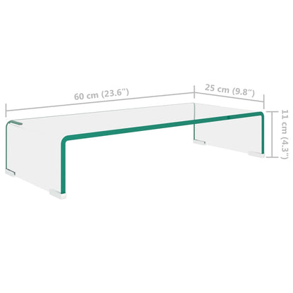 Transparent glass TV cabinet/stand 60x25x11 cm