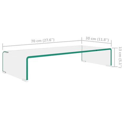 Transparent glass TV stand/stand 70x30x13 cm