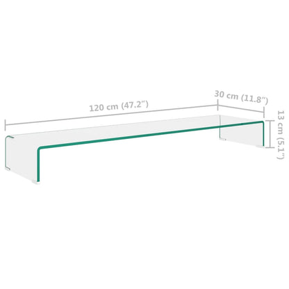 Transparent glass TV stand/stand 120x30x13 cm