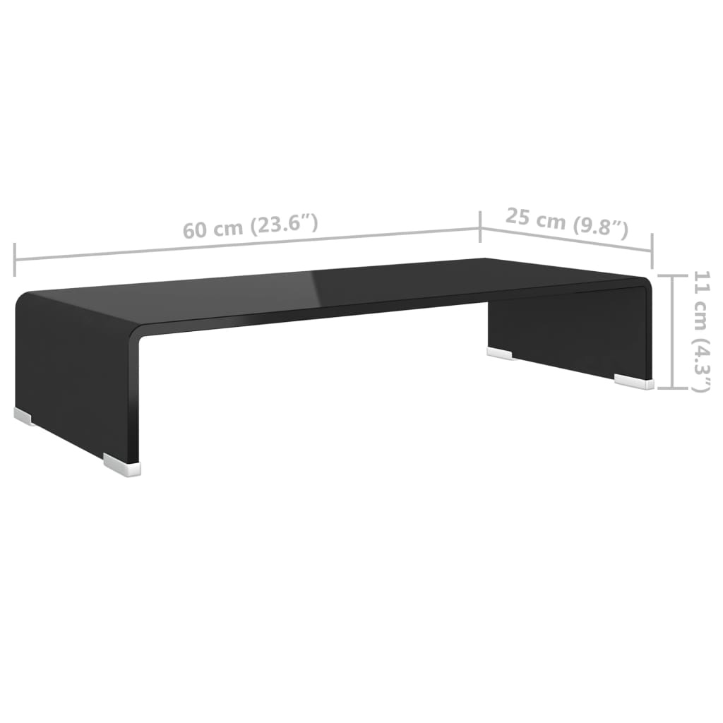 Cabinet/TV stand in Black Glass 60x25x11 cm