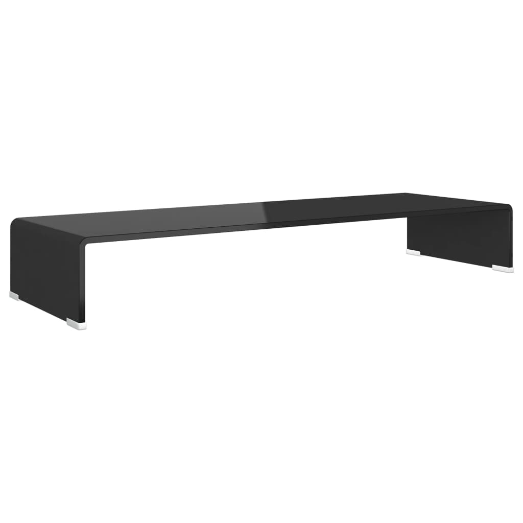 Black Glass TV Stand Cabinet/Raise 90x30x13 cm