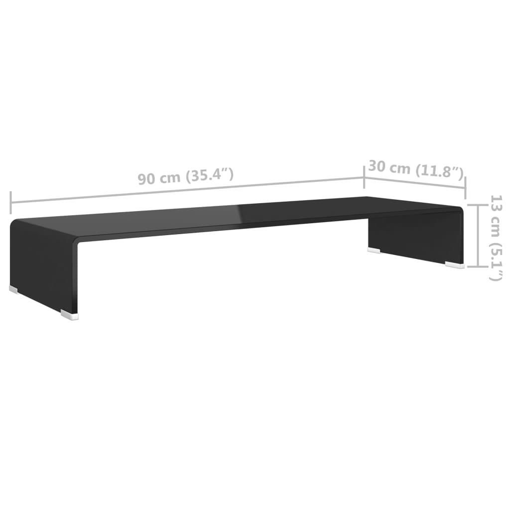 Black Glass TV Stand Cabinet/Raise 90x30x13 cm