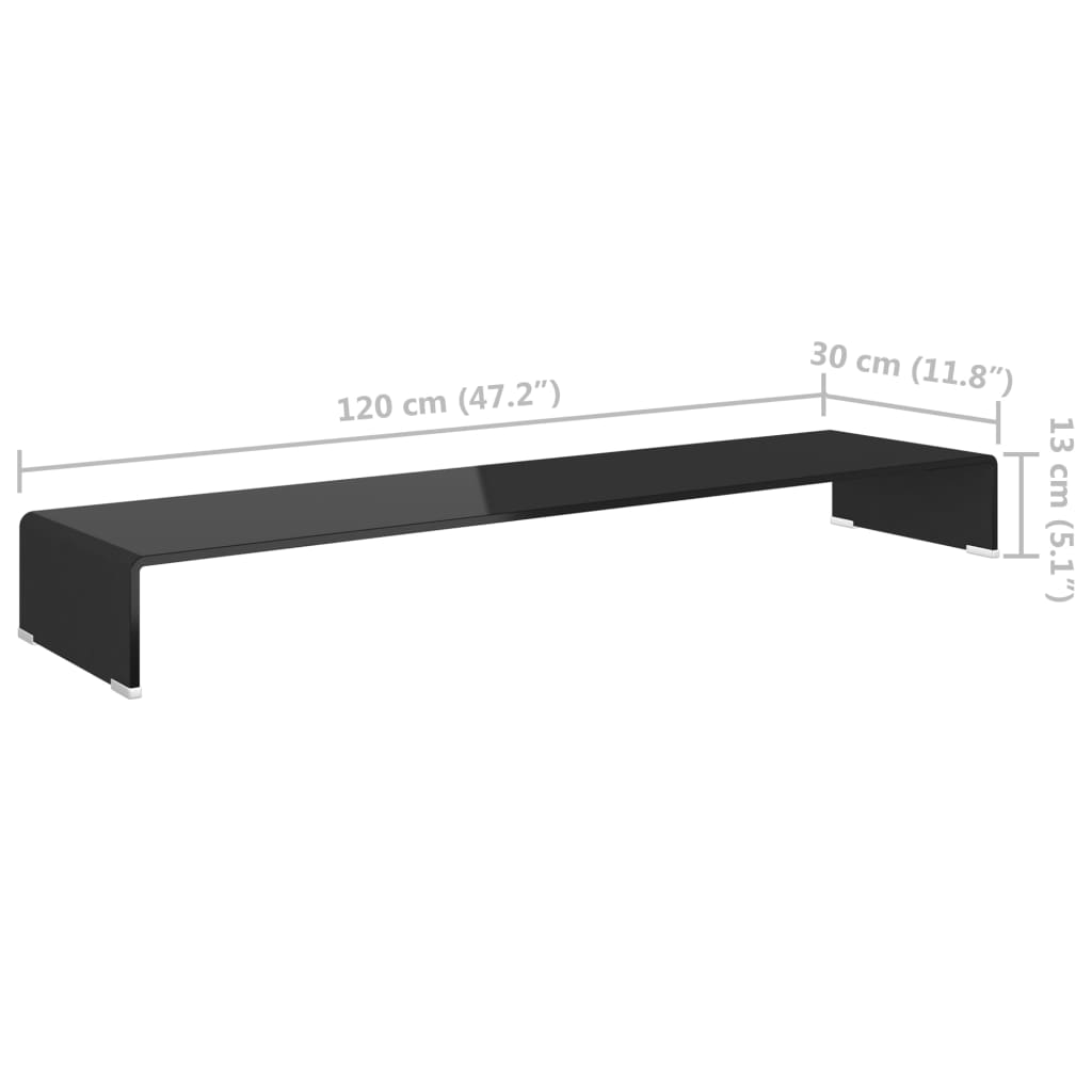 Cabinet/TV stand in Black Glass 120x30x13 cm