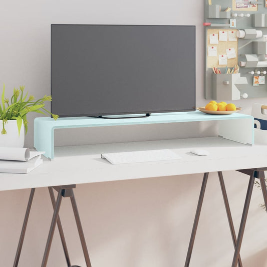 TV Stand / Monitor Riser in Green Glass 90x30x13 cm