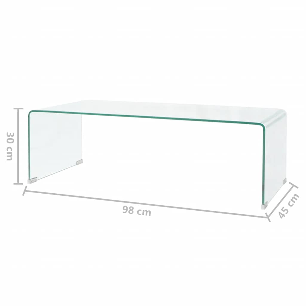 Tavolino da Salotto in Vetro Temperato 98x45x30 cm Trasparente | homemem39