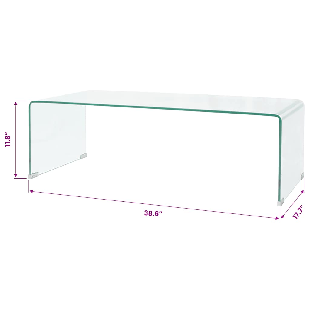 Tavolino da Salotto in Vetro Temperato 98x45x30 cm Trasparente | homemem39