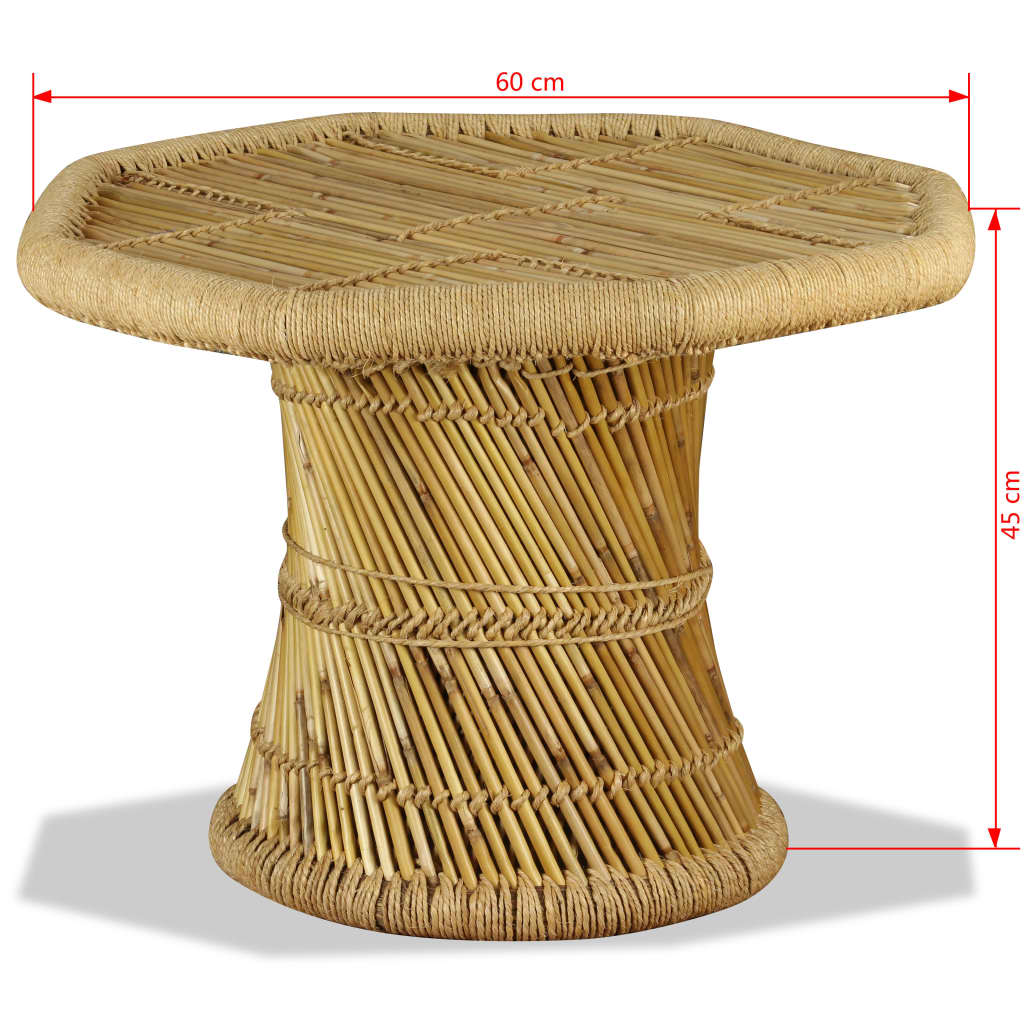Tavolino da Salotto in Bambù Ottagonale 60x60x45 cm | homemem39