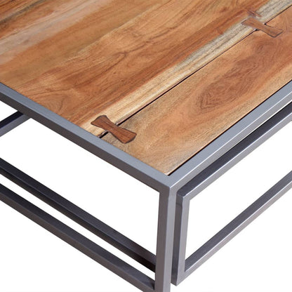 Set Tavolini da Salotto 2 pz in Legno Massello di Acacia | homemem39