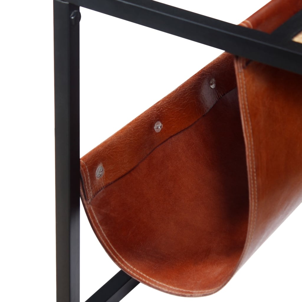 Tavolino da Salotto in Vera Pelle con Portariviste 110x50x45 cm | homemem39