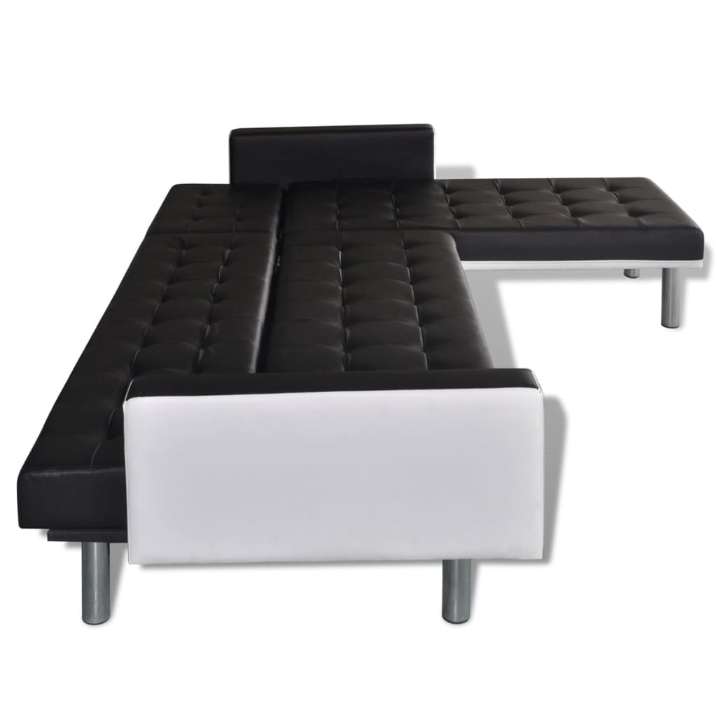 Divano Letto a L in Similpelle Nero | homemem39