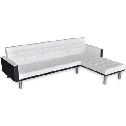 Divano Letto a L in Pelle Artificiale Bianco | homemem39