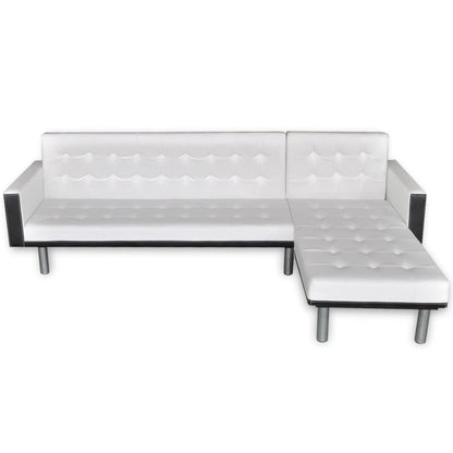 Divano Letto a L in Pelle Artificiale Bianco | homemem39