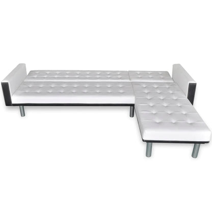 Divano Letto a L in Pelle Artificiale Bianco | homemem39