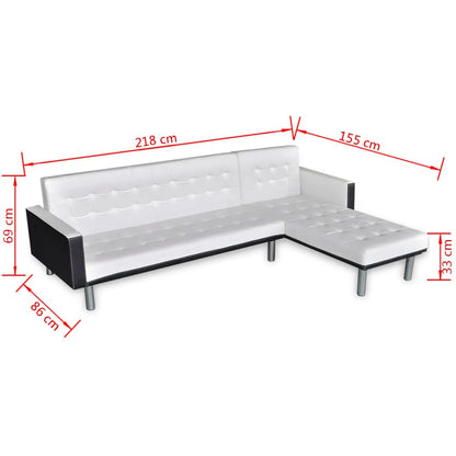 Divano Letto a L in Pelle Artificiale Bianco | homemem39