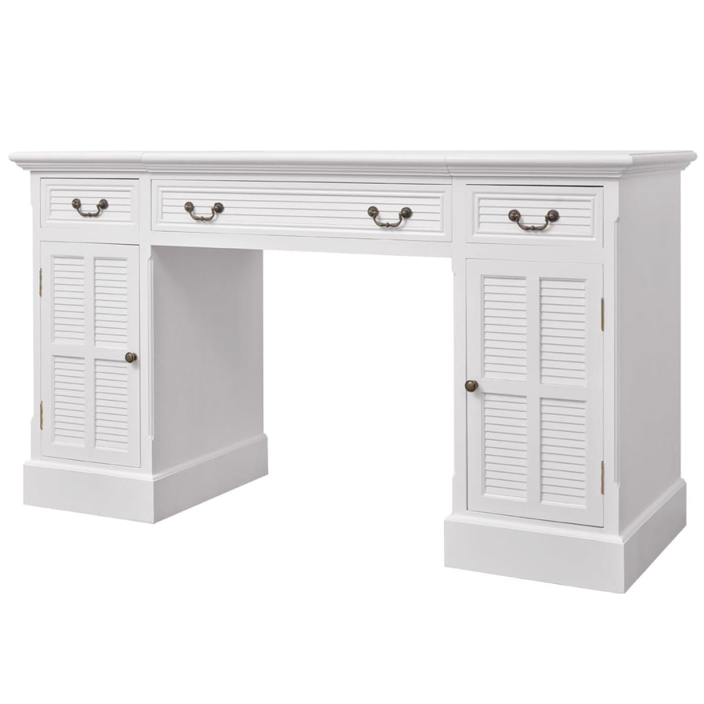 White Double Column Desk 140x48x80 cm