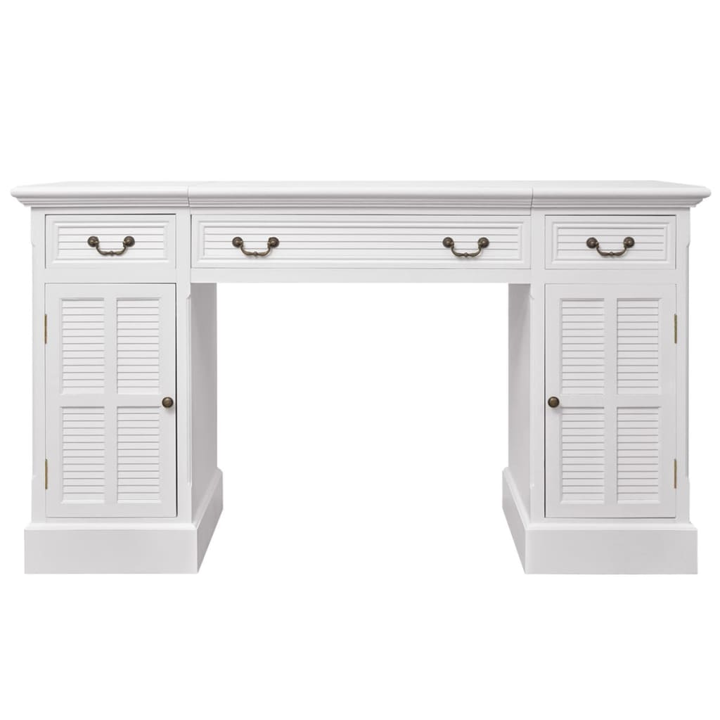 White Double Column Desk 140x48x80 cm