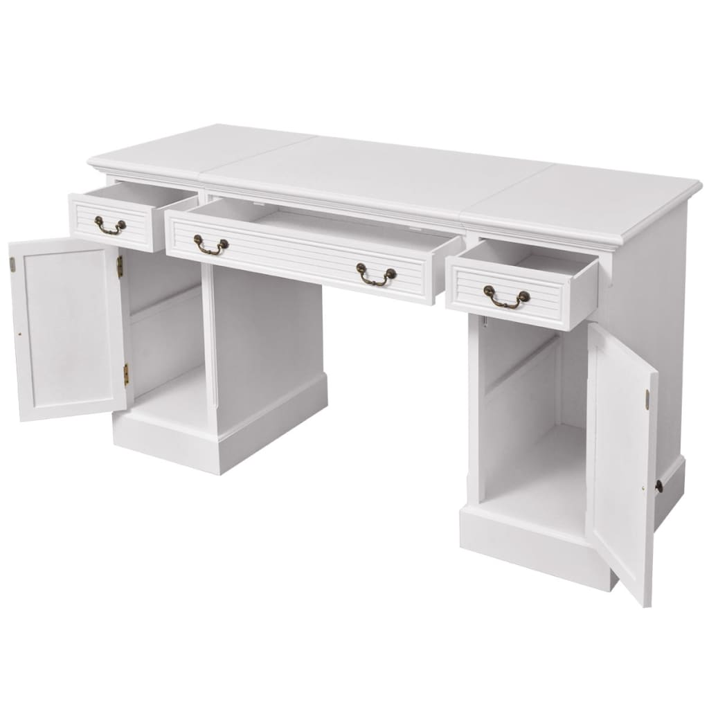 White Double Column Desk 140x48x80 cm