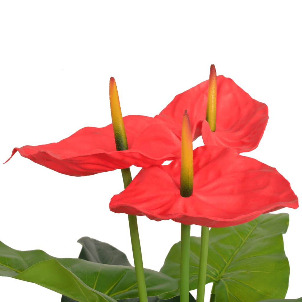 Anturium Pianta Artificiale con Vaso 90 cm Rosso e Giallo | homemem39